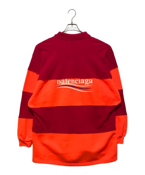 BALENCIAGA（バレンシアガ）BALENCIAGA (バレンシアガ) パッチワーク ロングスリーブ ポロシャツ ピンク×オレンジ サイズ:XXSの古着・服飾アイテム