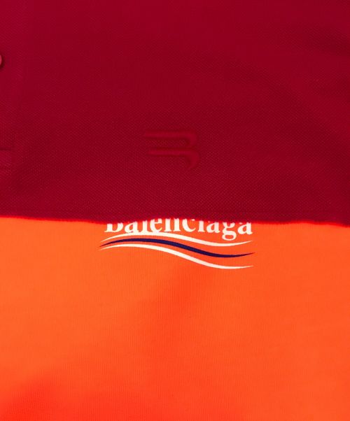 BALENCIAGA（バレンシアガ）BALENCIAGA (バレンシアガ) パッチワーク ロングスリーブ ポロシャツ ピンク×オレンジ サイズ:XXSの古着・服飾アイテム