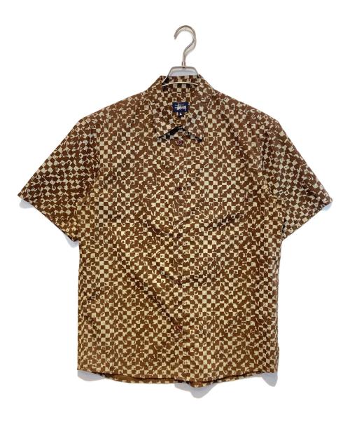 OLD STUSSY（オールドステューシー）OLD STUSSY (オールドステューシー) チェックシャツ ブラウン×ホワイト サイズ:Ｌの古着・服飾アイテム