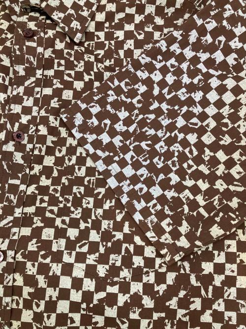 OLD STUSSY（オールドステューシー）OLD STUSSY (オールドステューシー) チェックシャツ ブラウン×ホワイト サイズ:Ｌの古着・服飾アイテム