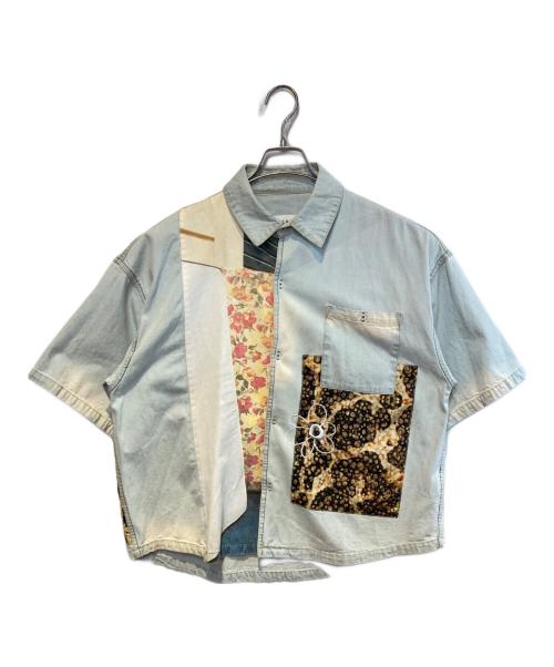 PAM（パム）PAM (パム) ヴィンテージ加工 パッチワーク デニム 半袖 シャツ インディゴ サイズ:下記参照　の古着・服飾アイテム