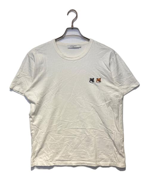 maison kitsune（メゾンキツネ）maison kitsune (メゾンキツネ) ダブル フォックスヘッド ロゴ Tシャ ホワイト サイズ:Ｍの古着・服飾アイテム