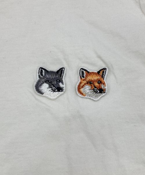 maison kitsune（メゾンキツネ）maison kitsune (メゾンキツネ) ダブル フォックスヘッド ロゴ Tシャ ホワイト サイズ:Ｍの古着・服飾アイテム