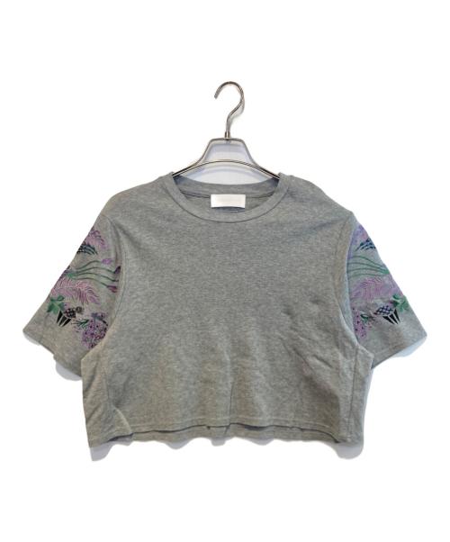Mame Kurogouchi（マメクロゴウチ）Mame Kurogouchi (マメクロゴウチ) 刺繍カットソー グレー サイズ:2の古着・服飾アイテム