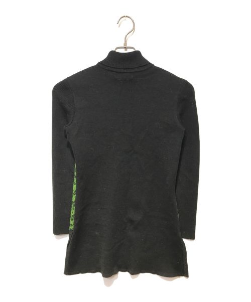 Yves Saint Laurent（イヴサンローラン）Yves Saint Laurent (イヴサンローラン) 総柄ハイネックニット ブラック×グリーン サイズ:Mの古着・服飾アイテム