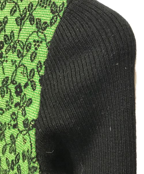 Yves Saint Laurent（イヴサンローラン）Yves Saint Laurent (イヴサンローラン) 総柄ハイネックニット ブラック×グリーン サイズ:Mの古着・服飾アイテム