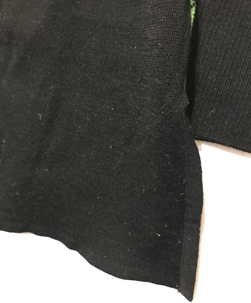 Yves Saint Laurent（イヴサンローラン）Yves Saint Laurent (イヴサンローラン) 総柄ハイネックニット ブラック×グリーン サイズ:Mの古着・服飾アイテム