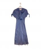 MARNIマルニ）の古着「総柄リボンワンピース」｜ネイビー