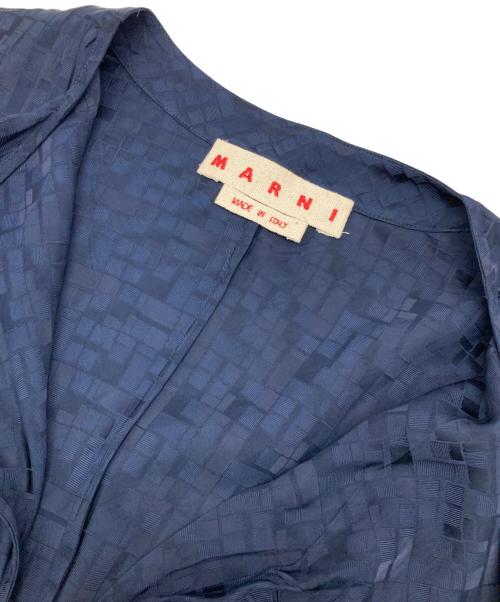 MARNI（マルニ）MARNI (マルニ) 総柄リボンワンピース ネイビー サイズ:40の古着・服飾アイテム