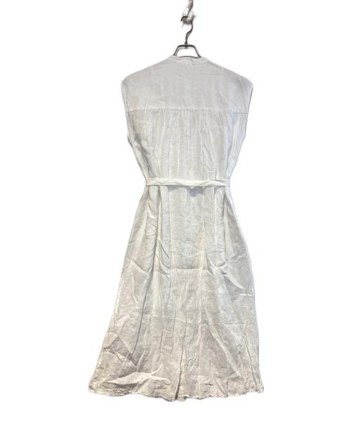 23区（ニジュウサンク）23区 (ニジュウサンク) LIBECO ノースリーブ シャツ ワンピース ホワイト サイズ:38の古着・服飾アイテム