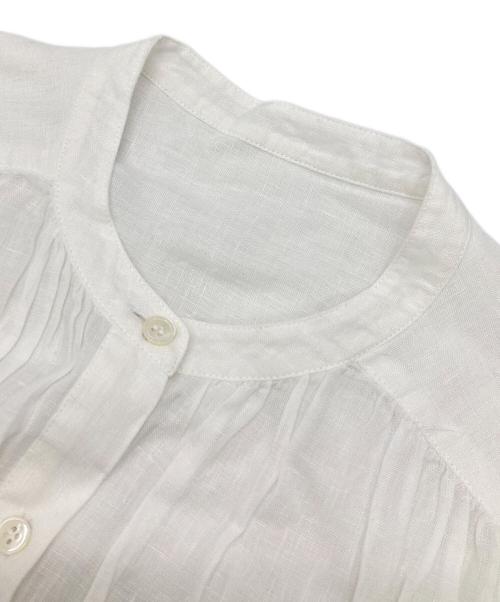 23区（ニジュウサンク）23区 (ニジュウサンク) LIBECO ノースリーブ シャツ ワンピース ホワイト サイズ:38の古着・服飾アイテム