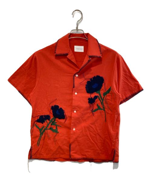 CAMPHOR WOOD（カンファーウッド）CAMPHOR WOOD (カンファーウッド) サガラ花刺繍開襟ガーゼシャツ レッド サイズ:Ｓの古着・服飾アイテム