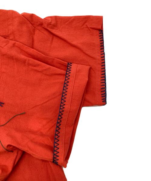 CAMPHOR WOOD（カンファーウッド）CAMPHOR WOOD (カンファーウッド) サガラ花刺繍開襟ガーゼシャツ レッド サイズ:Ｓの古着・服飾アイテム