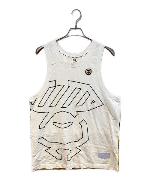 Aape BY A BATHING APE（エーエイプ バイ アベイシングエイプ）Aape BY A BATHING APE (エーエイプ バイ アベイシングエイプ) ロゴタンクトップ ホワイト×イエロー サイズ:Lの古着・服飾アイテム