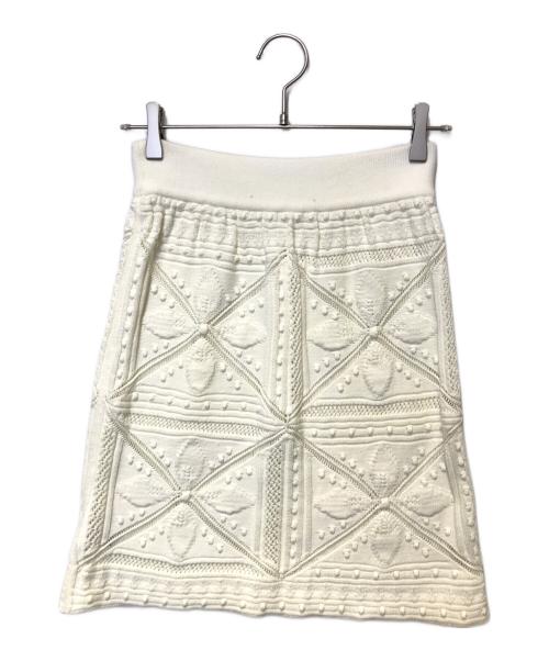 CHANEL（シャネル）CHANEL (シャネル) レース編みニットスカート ホワイト サイズ:36の古着・服飾アイテム