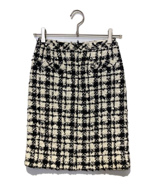CHANEL（シャネル）CHANEL (シャネル) スパンコールツイードタイトスカート ホワイト×ブラック サイズ:36の古着・服飾アイテム