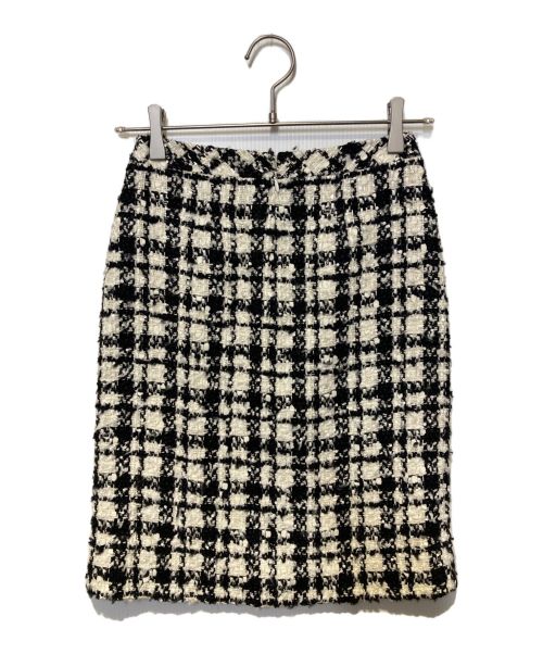 CHANEL（シャネル）CHANEL (シャネル) スパンコールツイードタイトスカート ホワイト×ブラック サイズ:36の古着・服飾アイテム