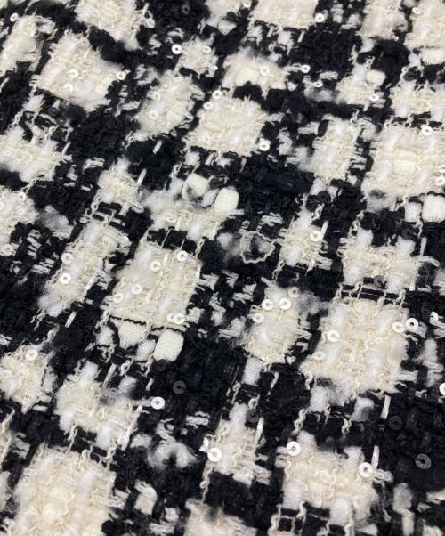 CHANEL（シャネル）CHANEL (シャネル) スパンコールツイードタイトスカート ホワイト×ブラック サイズ:36の古着・服飾アイテム