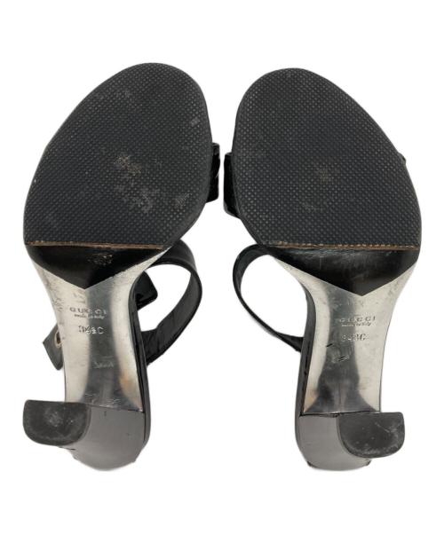 GUCCI（グッチ）GUCCI (グッチ) エナメルサンダル ブラック サイズ:34 1/2（21.5cm相当）の古着・服飾アイテム