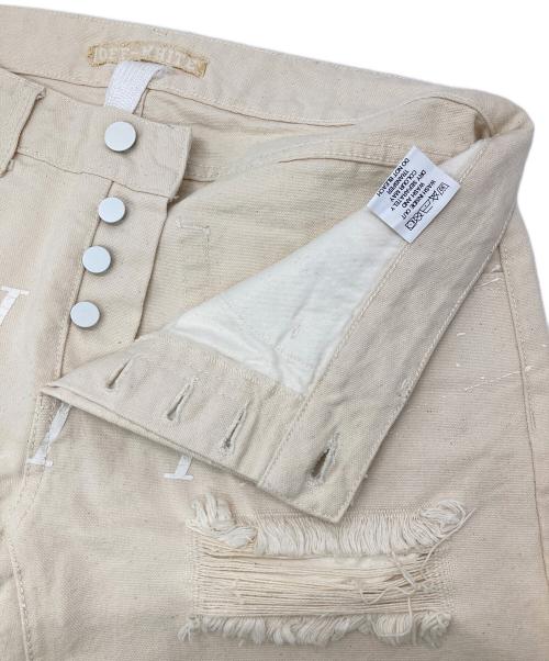 OFFWHITE（オフホワイト）OFFWHITE (オフホワイト) ロゴペイント ダメージショートパンツ アイボリー サイズ:76cm (W30)の古着・服飾アイテム