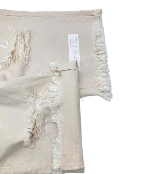 OFFWHITE（オフホワイト）OFFWHITE (オフホワイト) ロゴペイント ダメージショートパンツ アイボリー サイズ:76cm (W30)の古着・服飾アイテム