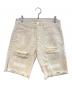 OFFWHITE（オフホワイト）の古着「ロゴペイント ダメージショートパンツ」｜アイボリー