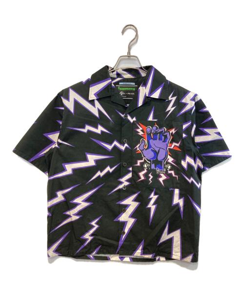 PRADA（プラダ）PRADA (プラダ) UNIVERSAL STUDIOS (ユニバーサル・スタジオ) 総柄オープンカラーシャツ ブラック サイズ:Mの古着・服飾アイテム