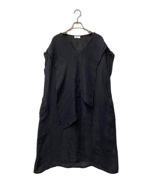 plantation（プランテーション）plantation (プランテーション) リネンノースリーブワンピース ネイビー サイズ:Mの古着・服飾アイテム