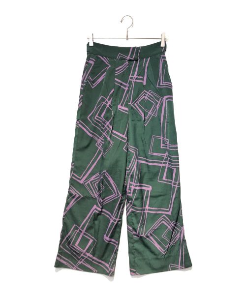 Knuth Marf（クヌースマーフ）Knuth Marf (クヌースマーフ) 総柄ワイドパンツ グリーン サイズ:FREEの古着・服飾アイテム