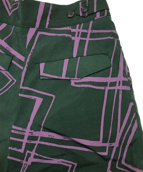 Knuth Marf（クヌースマーフ）Knuth Marf (クヌースマーフ) 総柄ワイドパンツ グリーン サイズ:FREEの古着・服飾アイテム