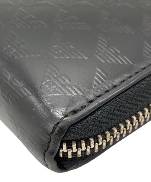 EMPORIO ARMANI（エンポリオアルマーニ）EMPORIO ARMANI (エンポリオアルマーニ) ラウンドジップウォレット ブラックの古着・服飾アイテム