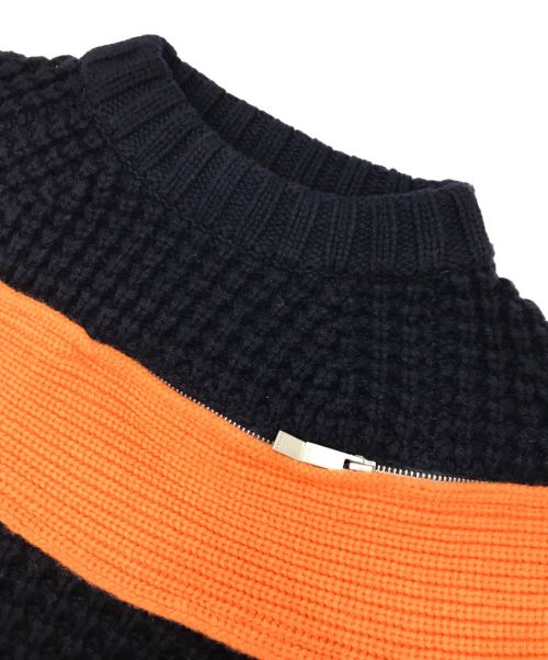 sacai（サカイ）sacai (サカイ) ジップアタッチメントニットセーター ネイビー サイズ:1の古着・服飾アイテム