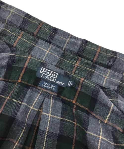POLO RALPH LAUREN（ポロ・ラルフローレン）POLO RALPH LAUREN (ポロ・ラルフローレン) ［古着］ネルチェックシャツ グレー サイズ:Lの古着・服飾アイテム
