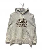 Champion REVERSE WEAVEチャンピオン リバース ウィーブ）の古着「プリントパーカー」｜グレー