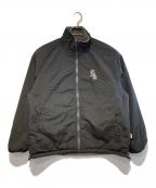 PERUSHU×MLBペルーシュ×エムエルビー）の古着「コラボスタンドネックリバーシブルナイロンボアブルゾン」｜ブラック×グレー