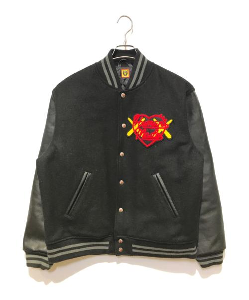 HUMAN MADE（ヒューマンメイド）HUMAN MADE (ヒューマンメイド) KAWS (カウズ) KAWS MADE VARSITY JACKET ブラック サイズ:XLの古着・服飾アイテム