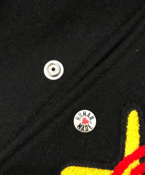 HUMAN MADE（ヒューマンメイド）HUMAN MADE (ヒューマンメイド) KAWS (カウズ) KAWS MADE VARSITY JACKET ブラック サイズ:XLの古着・服飾アイテム