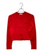 SALON adam et rope'サロンアダムエロペ）の古着「ウォッシャブルウールクルーネックカーディガン」｜レッド