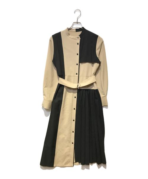 UNITED TOKYO（ユナイテッドトーキョー）UNITED TOKYO (ユナイテッドトーキョー) アシメブロッキングワンピース ベージュ×ブラック サイズ:1の古着・服飾アイテム