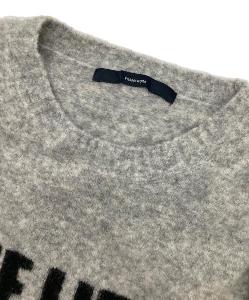 FRAMeWORK（フレームワーク）FRAMeWORK (フレームワーク) アルパカ混ロゴインターシャニット グレー サイズ:Freeの古着・服飾アイテム
