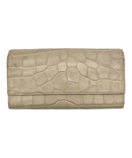 GIORGIO ARMANI（ジョルジョアルマーニ）GIORGIO ARMANI (ジョルジョアルマーニ) 型押し長財布 ベージュ サイズ:下記参照の古着・服飾アイテム