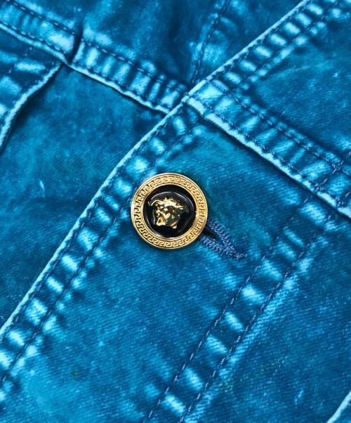 VERSACE（ヴェルサーチ）VERSACE (ヴェルサーチ) メドゥーサ ベルベットジャケット ブルー サイズ:46（M相当）の古着・服飾アイテム