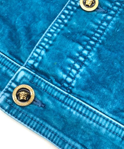 VERSACE（ヴェルサーチ）VERSACE (ヴェルサーチ) メドゥーサ ベルベットジャケット ブルー サイズ:46（M相当）の古着・服飾アイテム