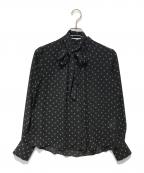 SOEJUソージュ）の古着「ビット柄スカーフ付きブラウス」｜ブラック