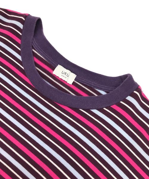 URU（ウル）URU (ウル) 度詰め天竺ボーダーカットソー ピンク×ブルー サイズ:3の古着・服飾アイテム