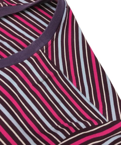 URU（ウル）URU (ウル) 度詰め天竺ボーダーカットソー ピンク×ブルー サイズ:3の古着・服飾アイテム