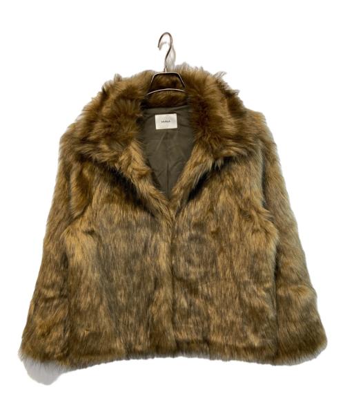 MURUA（ムルーア）MURUA (ムルーア) フェイクファーラインジャガードコート ブラウン サイズ:FREEの古着・服飾アイテム