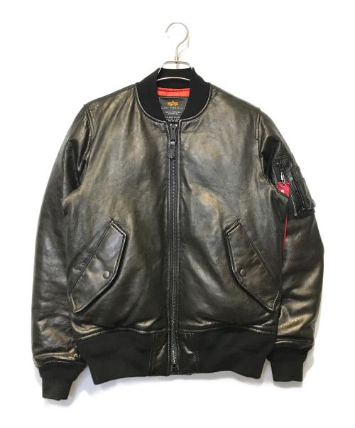 ALPHA（アルファ）ALPHA (アルファ) シープスキン MA-1 ダウンジャケット ブラック サイズ:Ｍの古着・服飾アイテム