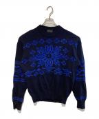 Yves Saint Laurentイヴサンローラン）の古着「総柄ニット」｜ブラック