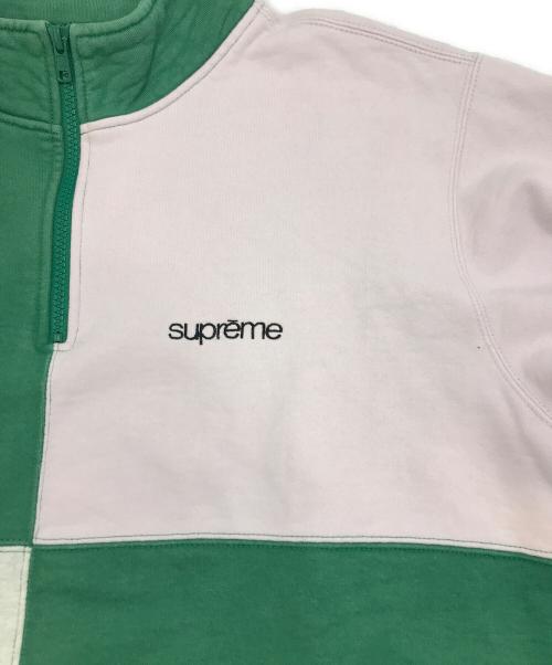 SUPREME（シュプリーム）SUPREME (シュプリーム) カラーブロックハーフジップスウェットシャツ グリーン×ピンク サイズ:Ｌの古着・服飾アイテム